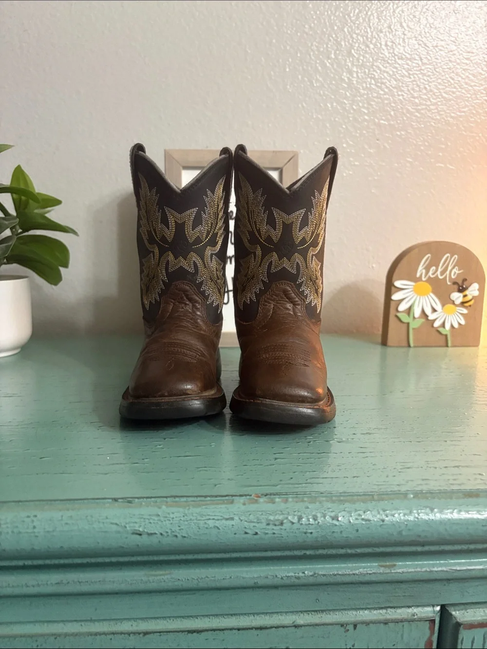 Ariat Brown and Dark Brown Kids Western Boots